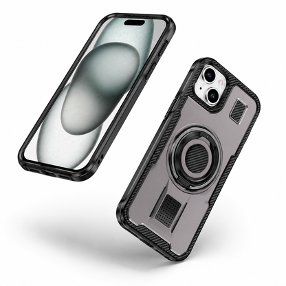 Metallic Ring Grip Stand Case for Apple iPhone 13 - Grey