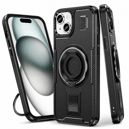 Metallic Ring Grip Stand Case for Apple iPhone 14 - Black