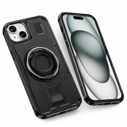 Metallic Ring Grip Stand Case for Apple iPhone 14 - Black