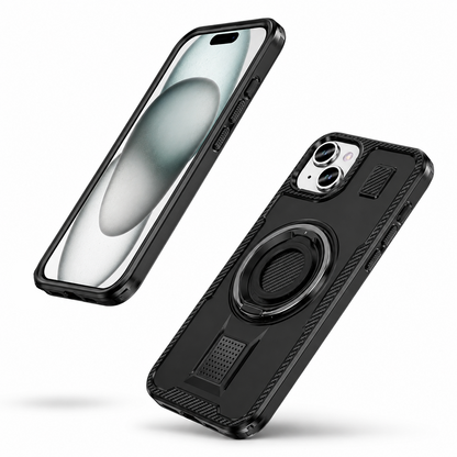 Metallic Ring Grip Stand Case for Apple iPhone 13 - Black