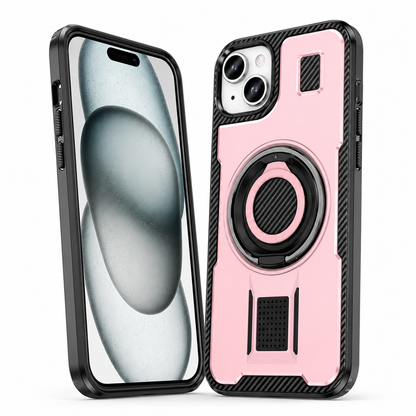 Metallic Ring Grip Stand Case for Apple iPhone 14 - Pink