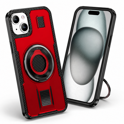 Metallic Ring Grip Stand Case for Apple iPhone 13 - Red