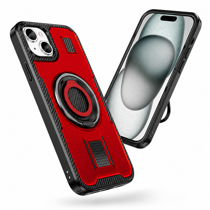 Metallic Ring Grip Stand Case for Apple iPhone 13 - Red