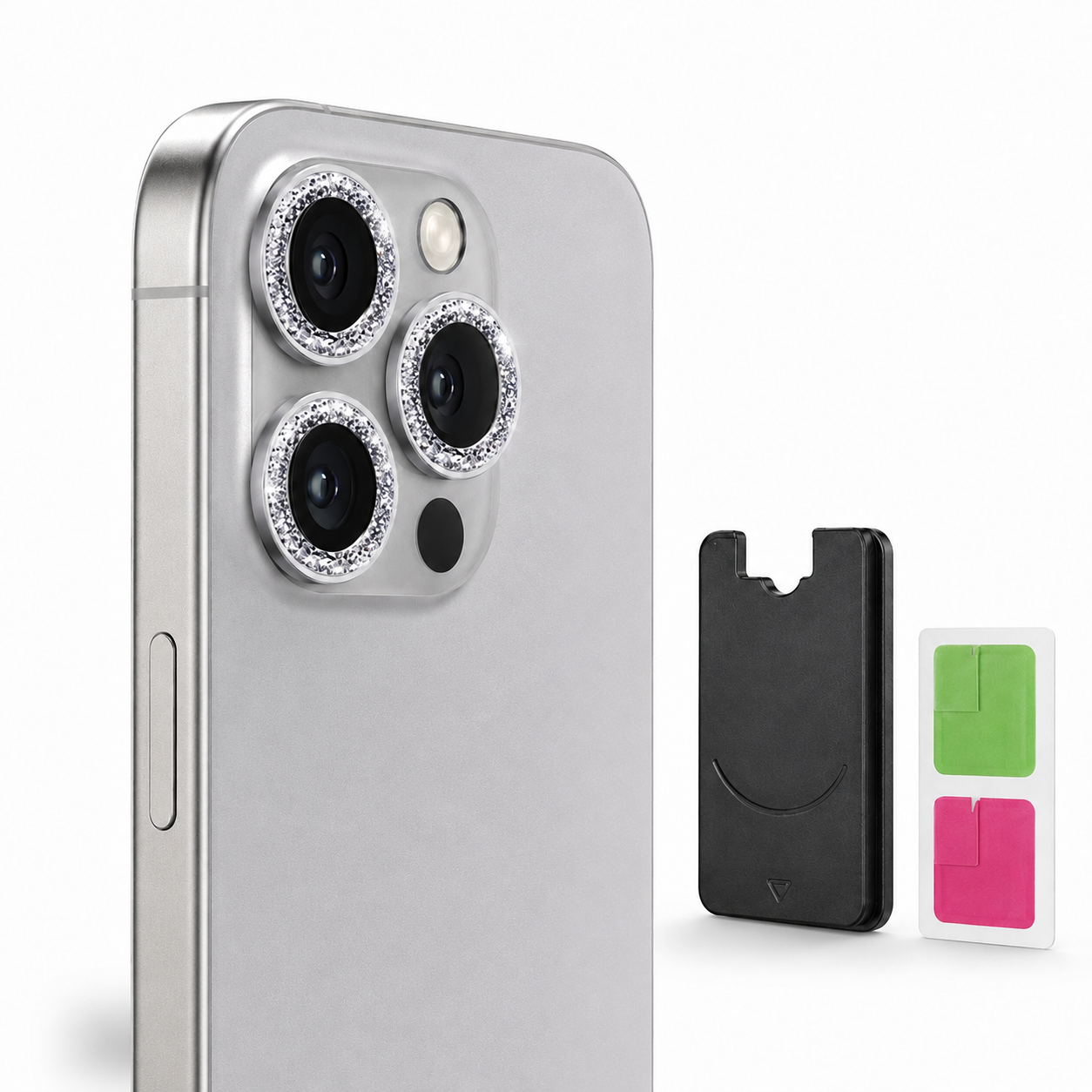 Shiny Silver Ring Protective Case for Apple iPhone 16 Pro Max