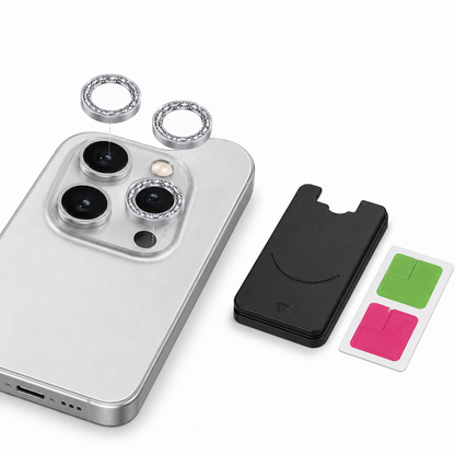 Shiny Silver Ring Protective Case for Apple iPhone 14 Pro - side profile product view