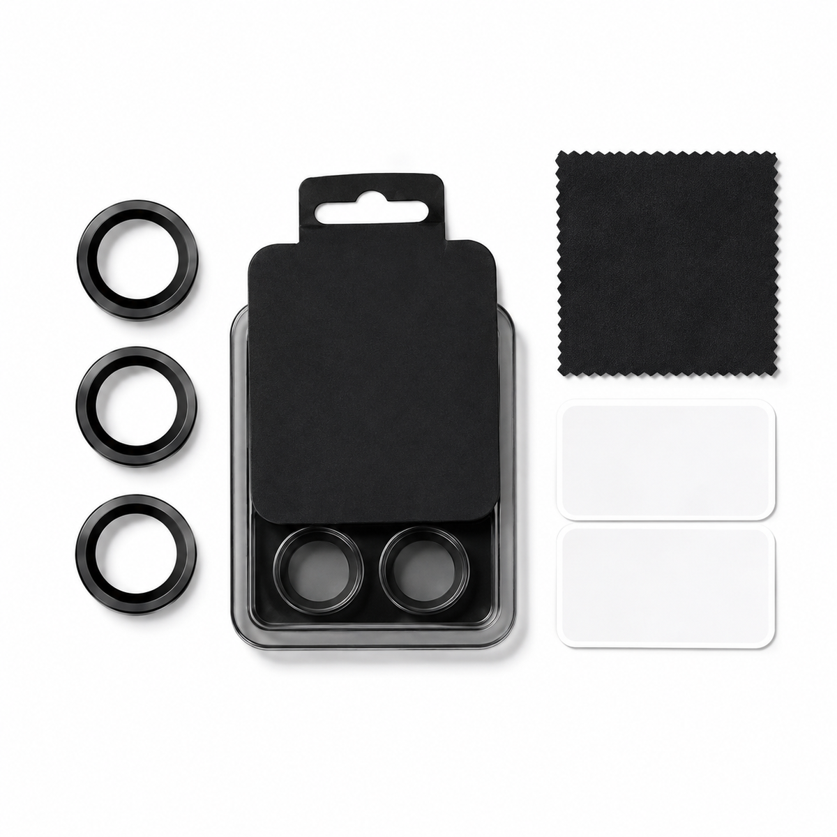 Matte Metal Camera Ring Protector for Apple iPhone 14 Pro Max - Black - close-up design view