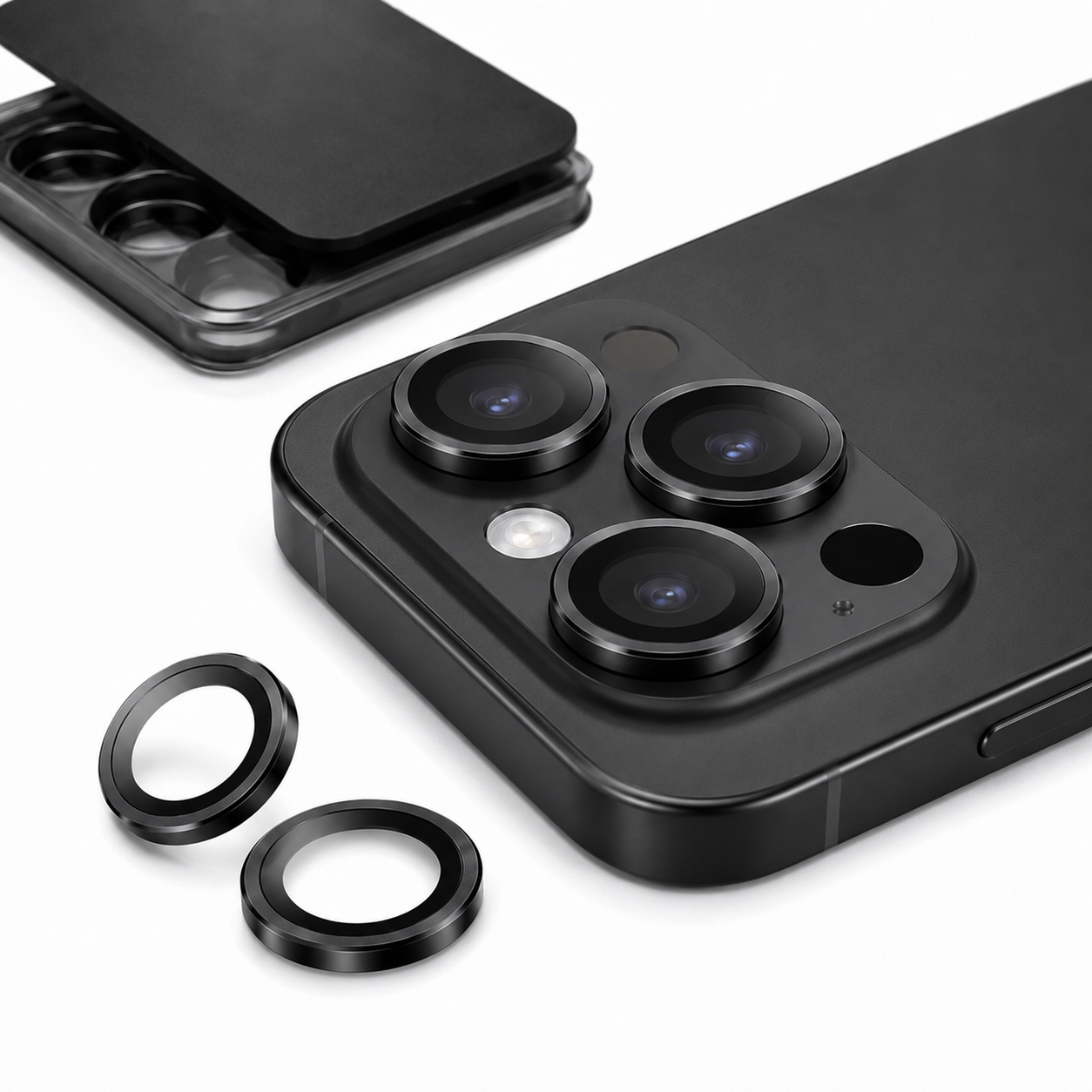 Matte Metal Camera Ring Protector for Apple iPhone 16 Pro Max - Black