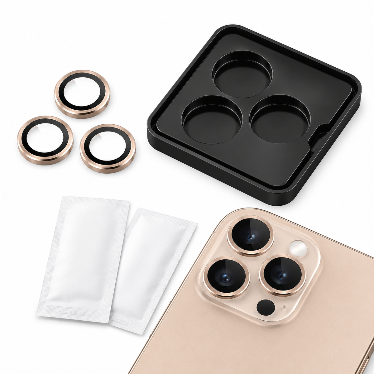 Camera Ring Protector for Apple iPhone 13 Pro Max - Rose Gold - side profile product view