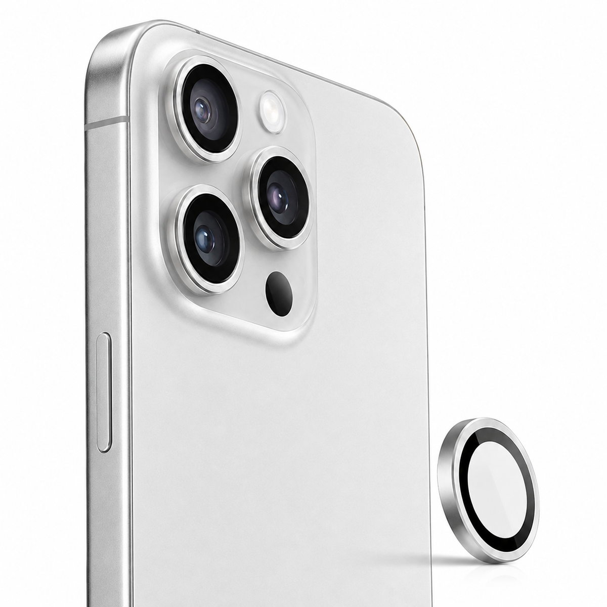 Camera Ring Protector Case for Apple iPhone 16 Pro Max - Silver