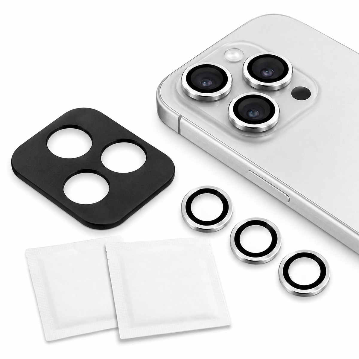 Camera Ring Protector Case for Apple iPhone 16 Pro Max - Silver