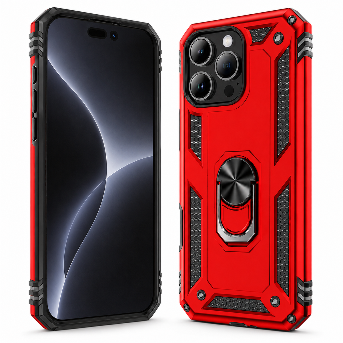 Anti-Drop Hybrid Case for Apple iPhone 13 Pro Max - Red - side profile product view