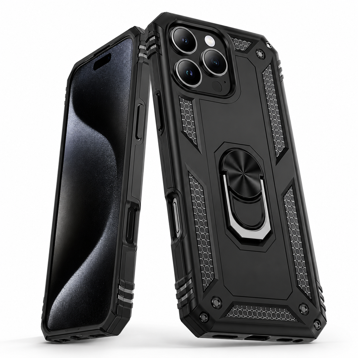 Anti-Drop Hybrid Case for Apple iPhone 14 Pro - Black - close-up design view
