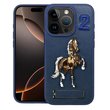 Horse Design Kickstand Case for Apple iPhone 13 - Blue