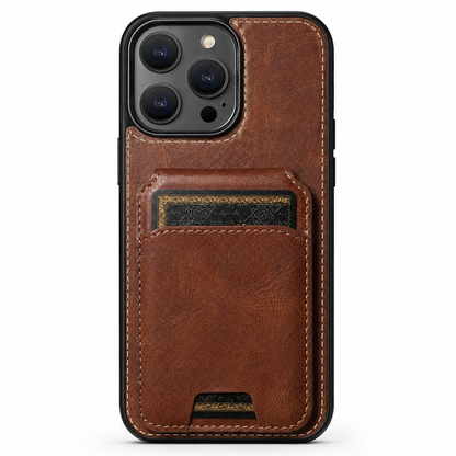 Stealth Leather Wallet Case for Apple iPhone 14 - Brown