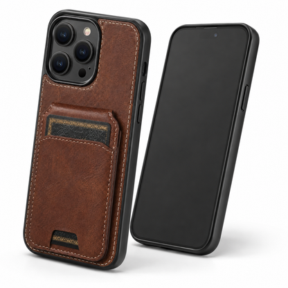 Stealth Leather Wallet Case for Apple iPhone 13 - Brown