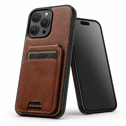 Stealth Leather Wallet Case for Apple iPhone 13 - Brown