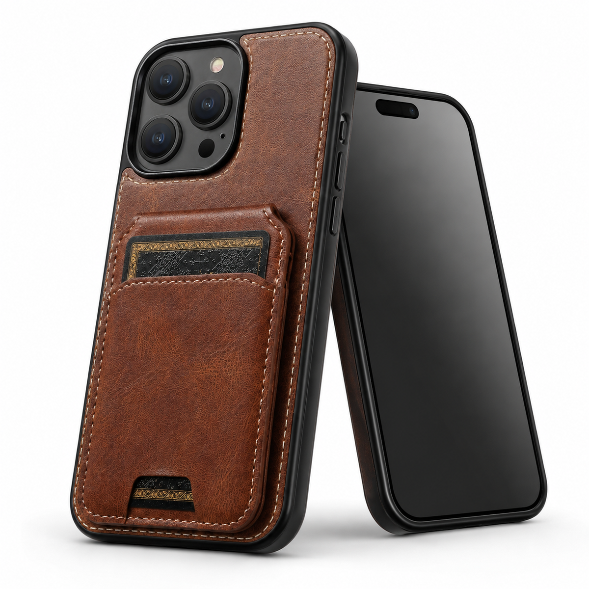 Stealth Leather Wallet Case for Apple iPhone 14 - Brown