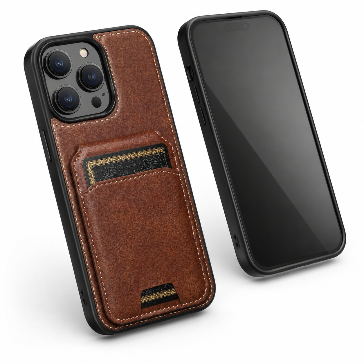 Stealth Leather Wallet Case for Apple iPhone 14 - Brown