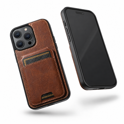 Stealth Leather Wallet Case for Apple iPhone 13 - Brown