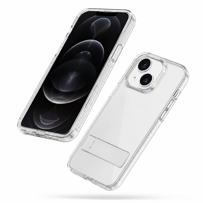 3-Angle Metal Kickstand Case for Apple iPhone 14 - Clear