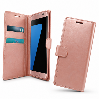 Rose Gold Goospery phone cover with card holder and magnetic fastening