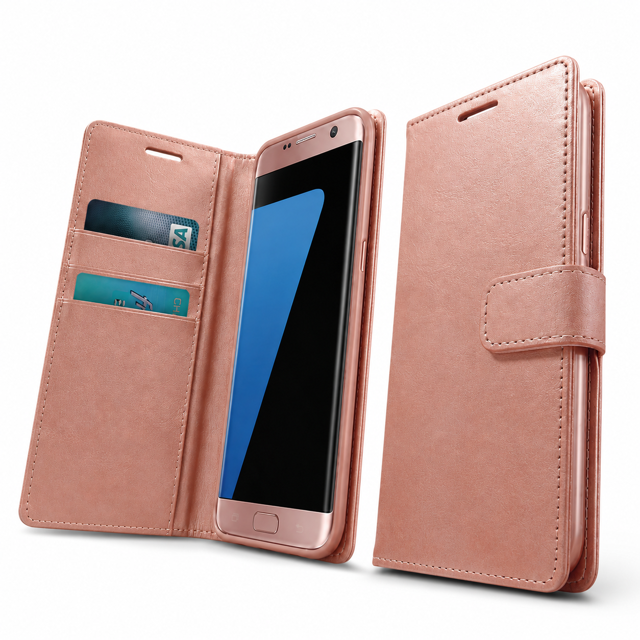 Rose Gold leather-style diary case for iPhone 17e and iPhone 16e