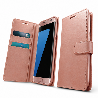 Rose Gold leather-style diary case for iPhone 17e and iPhone 16e