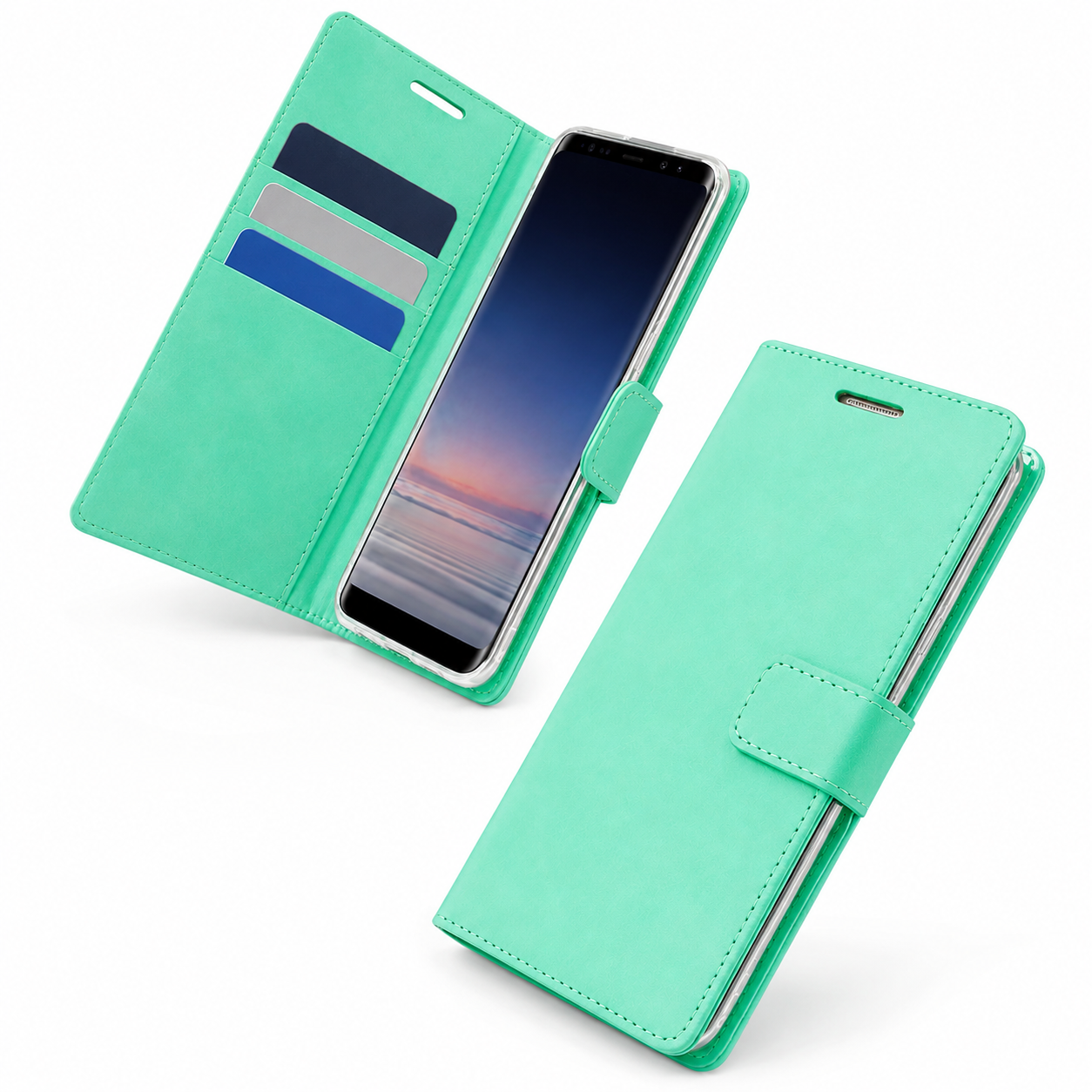 Teal iPhone wallet case Canada with stylish diary protection