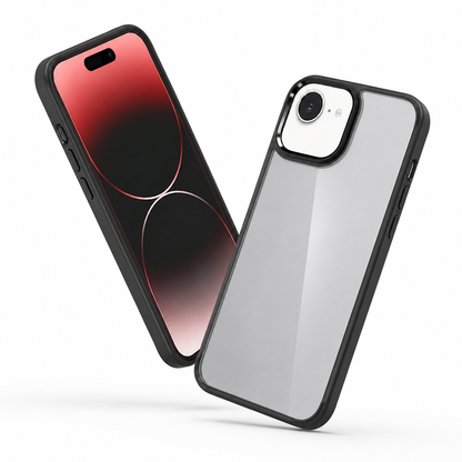 Black transparent shockproof phone cover for iPhone 17e and iPhone 16e