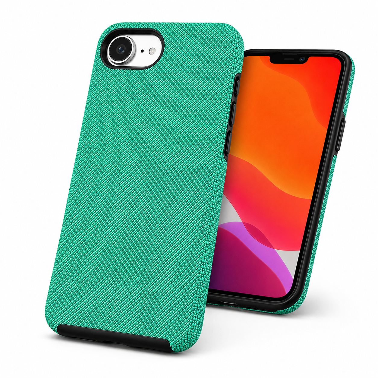 Teal anti-slip iPhone case with reinforced corners and camera protection