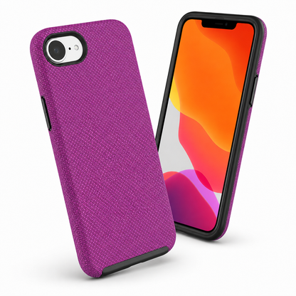 Purple anti-drop iPhone cover with raised camera bezel and anti-slip grip