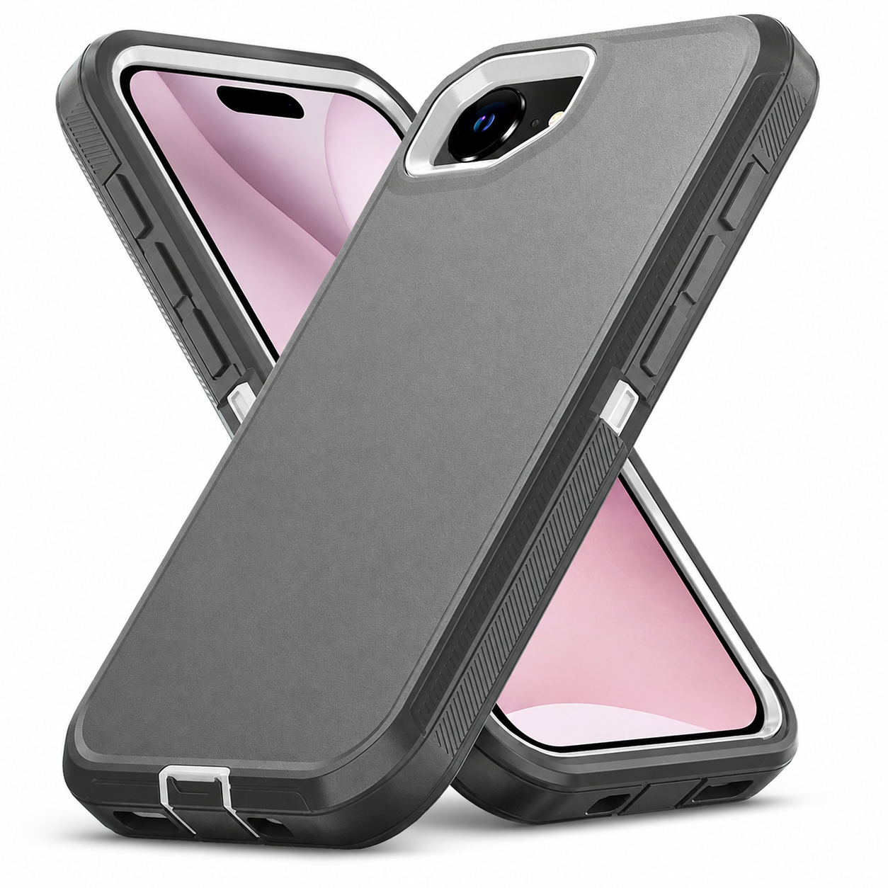 Grey shockproof phone cover for iPhone 17e and iPhone 16e
