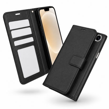 Black iPhone wallet case Canada with photo ID card holder
