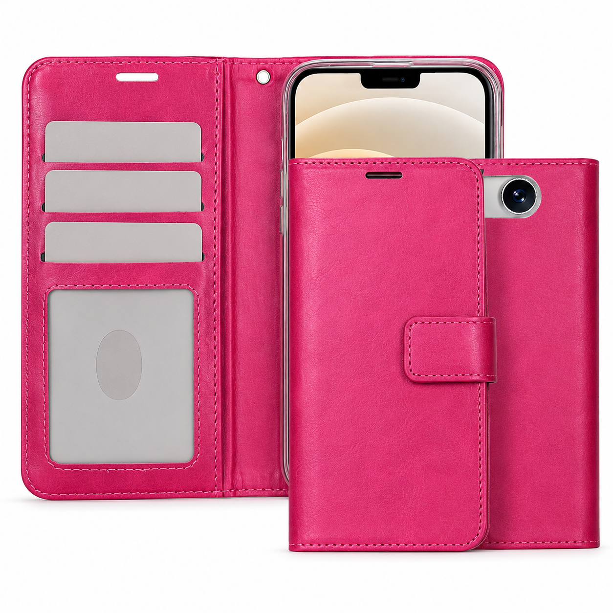 Hot Pink Photo ID Wallet Case for Apple iPhone 17e and iPhone 16e