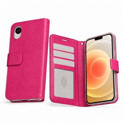 Hot Pink diary-style phone cover for iPhone 17e and iPhone 16e

