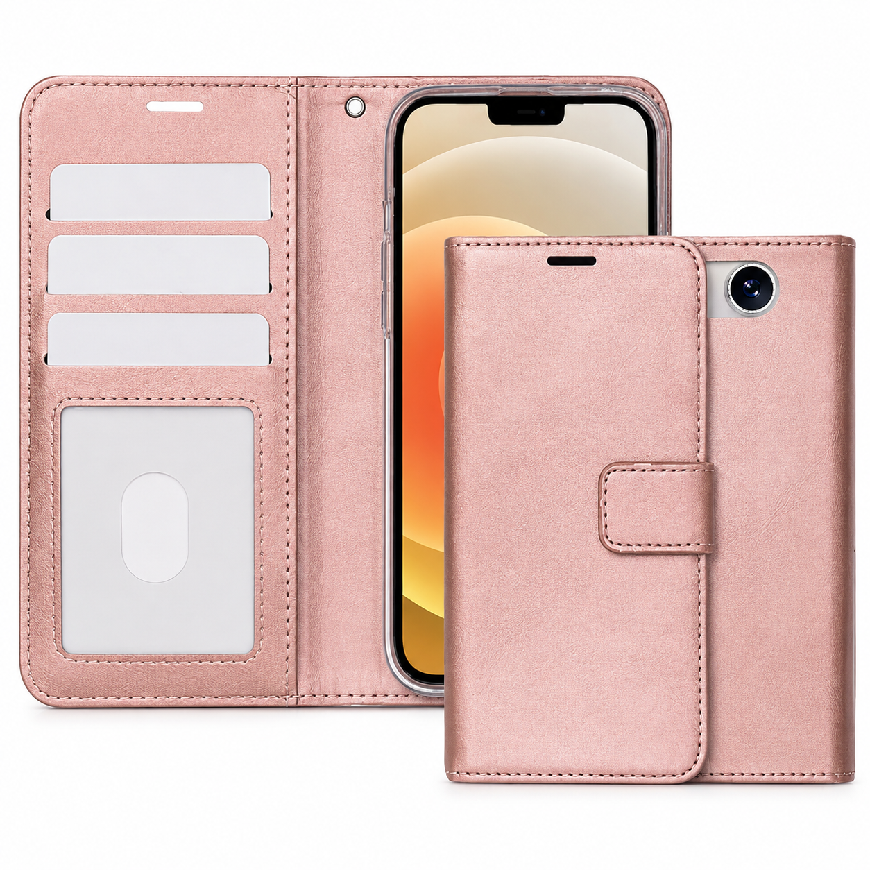 Rose Gold Photo ID Wallet Case for Apple iPhone 17e and iPhone 16e