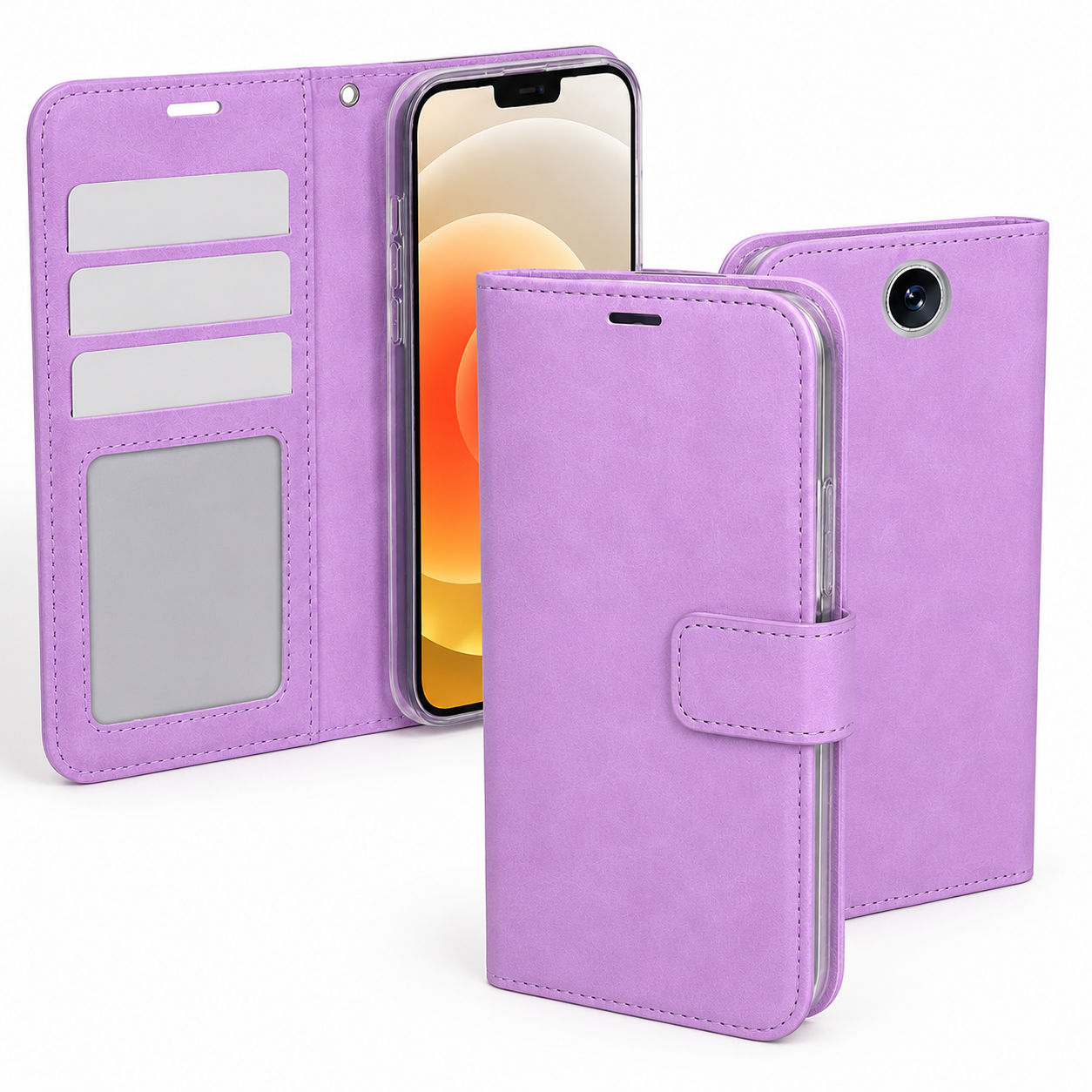 Purple protective flip phone cover for iPhone 17e and iPhone 16e