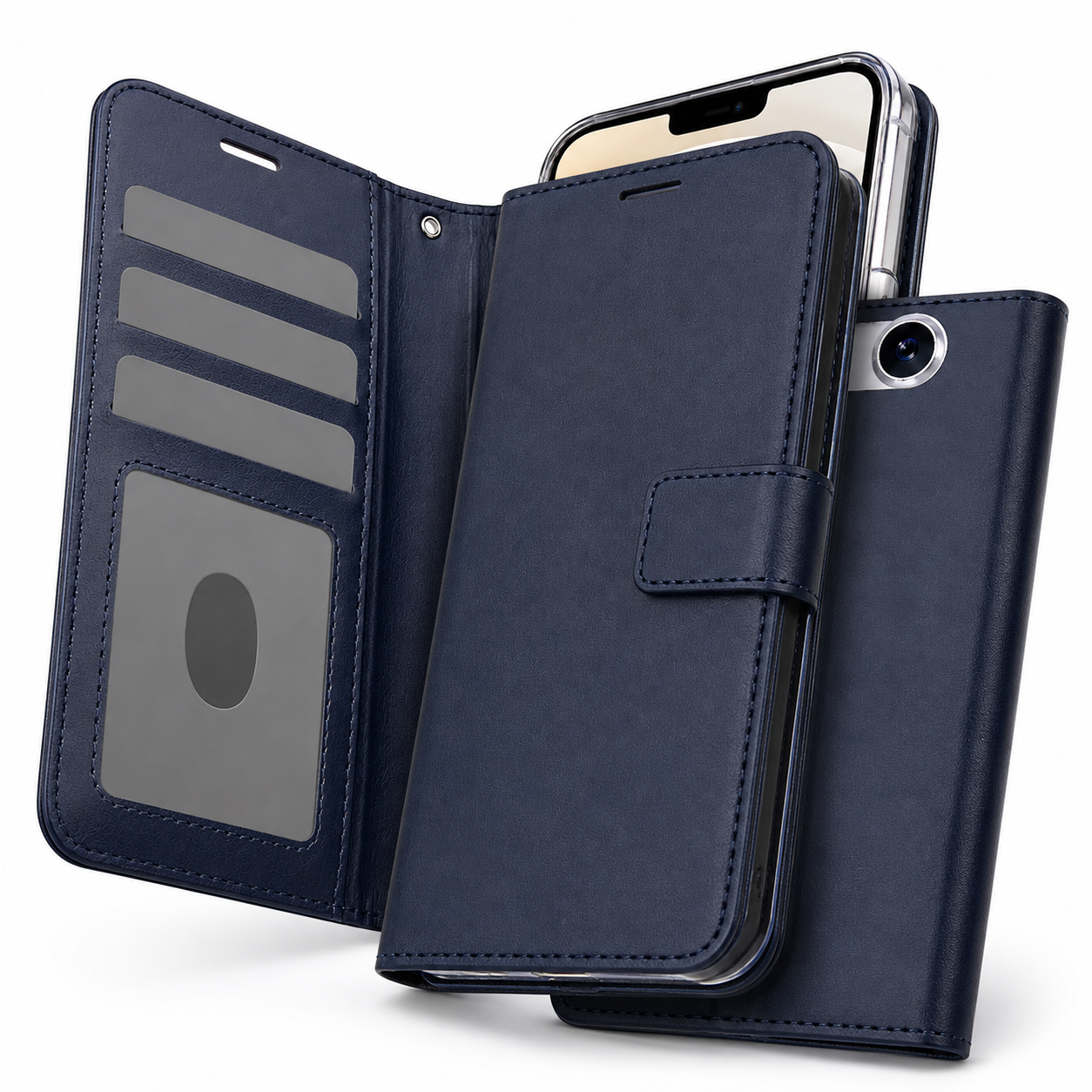 Durable phone cases Canada – Navy Photo ID Wallet case