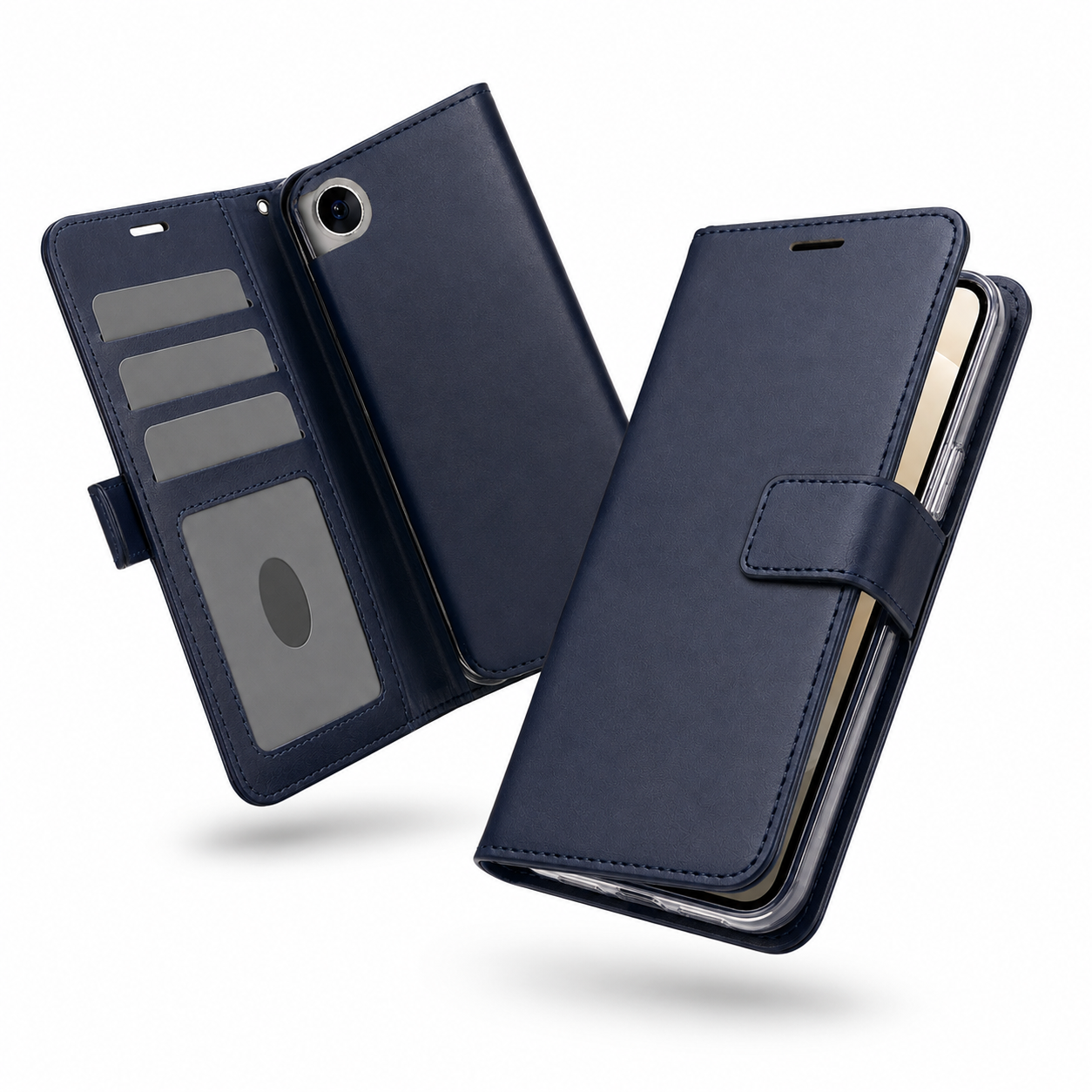 Navy iPhone wallet case Canada with photo ID card holder
