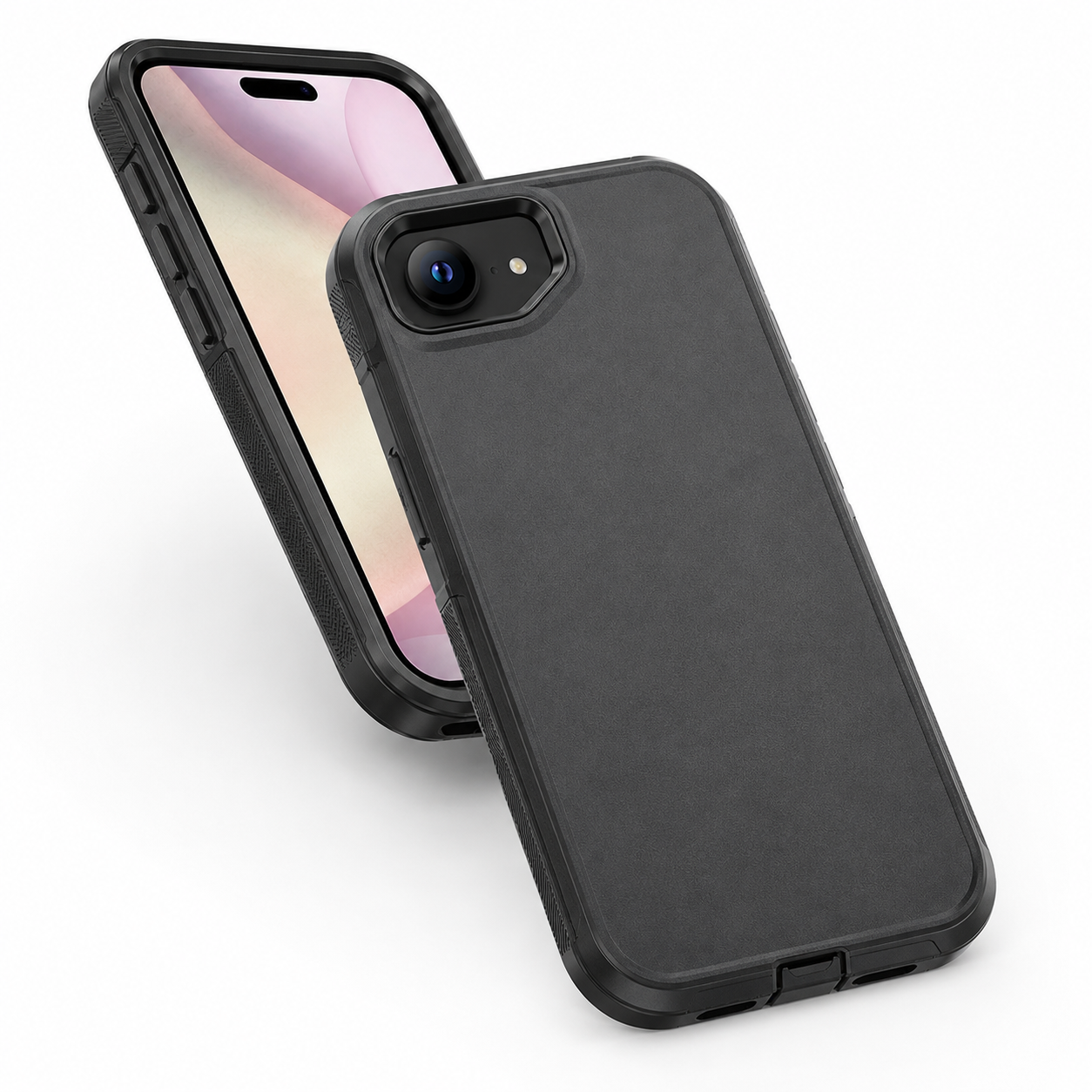 Black rugged protective phone cover for iPhone 17e and iPhone 16e