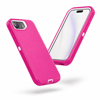 Hot Pink heavy-duty iPhone case with raised camera and screen edges