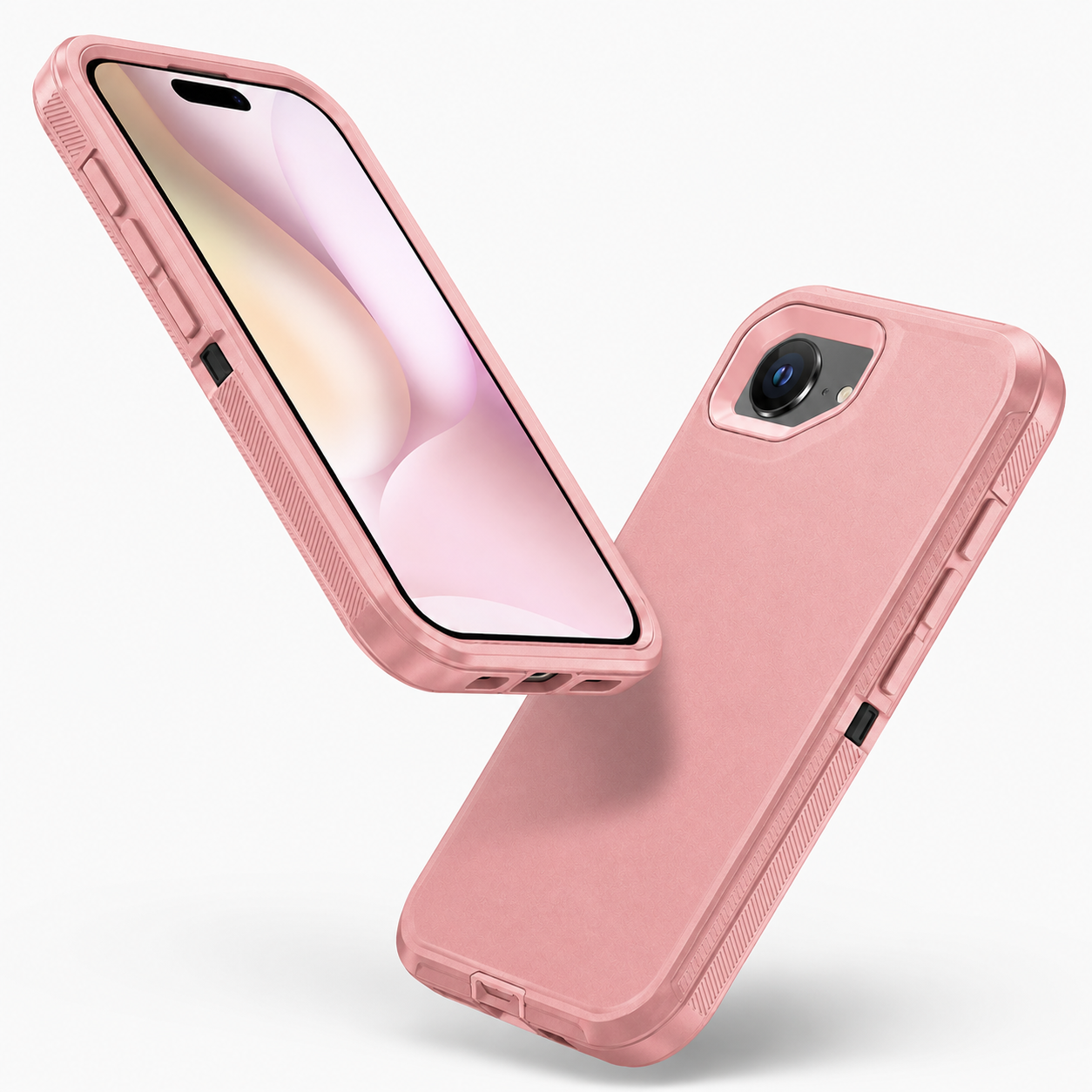 Rose Gold impact-resistant iPhone cover with reinforced corner protection