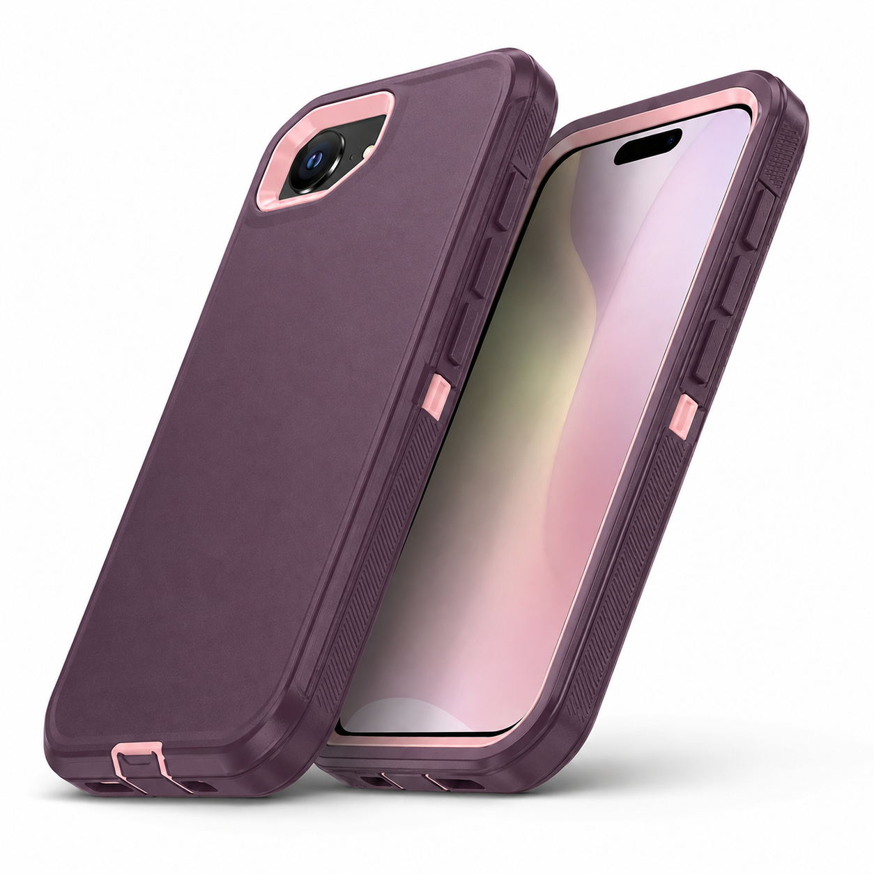 Pink Rose impact-resistant iPhone cover with raised screen and camera edges