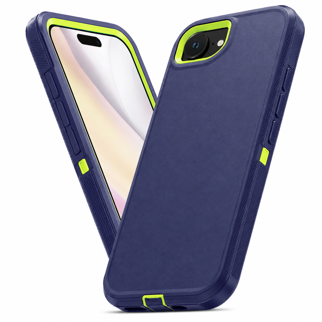 Lime heavy-duty iPhone case with reinforced corners and anti-slip grip