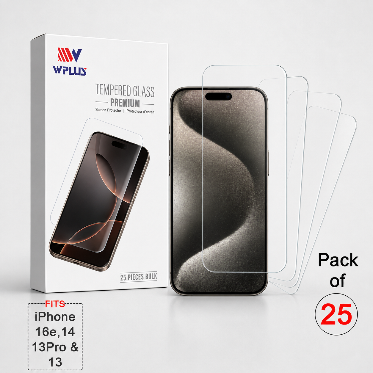 Clear WPLUS scratch-resistant screen protection for Apple iPhone 17e and 16e
