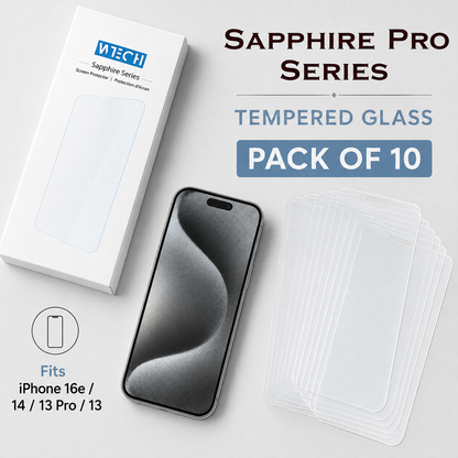 WTECH Sapphire Pro clear scratch-resistant tempered glass for iPhone 17e and 16e