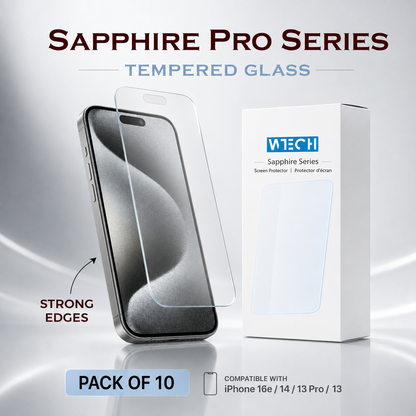iPhone screen protector Canada – WTECH Sapphire Pro tempered glass pack of 10
