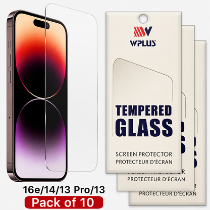 Clear WPLUS protective tempered glass for Apple iPhone 17e and iPhone 16e
