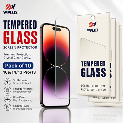 WPLUS clear scratch-resistant tempered glass pack for iPhone 17e and iPhone 16e