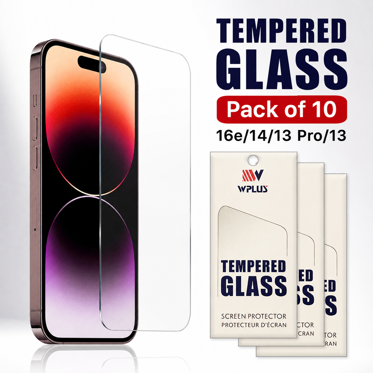 iPhone tempered glass Canada – WPLUS clear screen protector pack of 10
